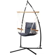 Outdoor Hammock Chair with Steel Stand Hanging Hammock Beach Grey