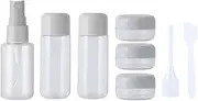 AIMALL 8-Piece Leak-Proof Travel Bottle Set, Clear TSA-Approved Liquid Containers with Waterproof Zip Pouch, BPA-Free Plastic for Toiletries & Cosmetics, Includes Pipette & Spatula