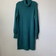 J. Crew Spicy Jade Turtleneck Sweater Teal Wool Alpaca Blend Dress Sz S NWT B-M