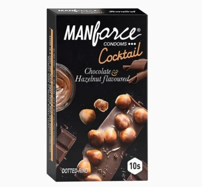 10 X Manforce Cocktail Chocolate & Hazelnut Dotted & Flavoured Condoms for Men