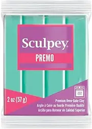 Premo Sculpey Polymer Oven-Bake Clay, Mint Green, Non Toxic, 2 oz. bar, Great for Jewelry Making, Holiday, DIY, Mixed Media and Home décor Projects., PE02 5062