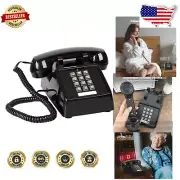 Elegant Black Corded Landline Telephone - Classic Vintage Decor for Any Space