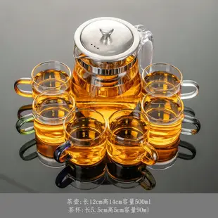 北歐時尚耐熱玻璃花茶壺加熱花草茶具水果茶壺套裝密胺茶盤套裝