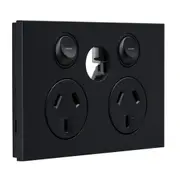 Clipsal Saturn Zen Double Powerpoint with Extra Switch Less Mech Zen Black 10 Amp 250V - Z4025XUA-ZB