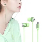 Type-C Wired Earbuds with Mic for iPhone and Samsung Comfortable Fit-Turquoise
