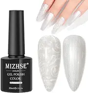MIZHSE Gel Nail Polish, 1 pcs White Pearl Gel Nail Polish Shell Thread Nail Gel Polish Shimmer Mermaid Gel Polish Soak Off U V/LED Gel for Nail Salon Home DIY 10ml