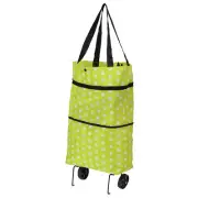 Foldable Shopping Bag with Wheels Reusable Collapsible Trolley Bags Green