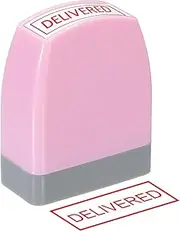 uxcell Delivered Notice Stamp Self Inking, Red Ink Office Stamps Pre Inked Message Stamp Refillable Business Stamp, Pink