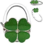 [ZKGYUS] Table Handbag Holder:Foldable Non-Slip Handbag Hook Silver Set Clover