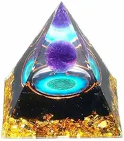 YATOJUZI 2.4" Orgone Pyramid Crystals Amethyst Obsidian Chakra Reiki Orgonite Gemstones for Positive Energy Reduce Stress Attracts Lucky Wisdom Success Suit for Yoga Meditation Indoor Handmade Decor