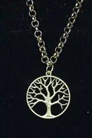 Tree of Life Gold Plated Chain Pewter Pendant Necklace 18" handmade Trees Nature