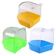 Parrot Bath Box Plastic Bird Bathtub Clear Top Hanging for Small Birds Cage