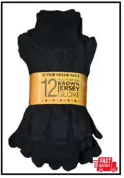 Multi-Purpose Poly/Cotton Brown Jersey Gloves 12 Pair Value Pack