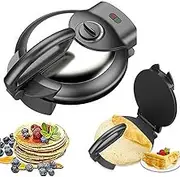 1500W Electric Roti Maker Chapati Maker Machine, 10 inch Non-Stick Coating Roti Press Tortilla Maker, Double-Sided Heating Crepe Machine with Anti-scalding Handle and Indicator Lights for Family