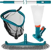 Above Ground Pool Cleaning Kit with Garden Hose Pool Vacuum, Aluminum Frame Leaf Rake Net, Wall Brush and 8Ft Pole for Remove Leaves & Debris