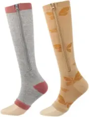 Zipper Compression Socks Open Toe Women 15-20 mmHg , Small-Medium Fit, 2 Pairs