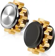 2 Pieces Copper Gear Metal Spinner Toy Small Fidget Toy Solid Metal Brass Gear Mini Steel Bearing for Adults Copper Gear Design Boredom Killing Time Toys (Black, Silver, Gold)