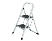 New 2 Step Ladder Portable Safety Anti-slip Mats Steps Folding Metal White GSL2