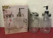 CLEARANCE *** MAKE OFFER Circleware CLEAR Hobnail Bath Set Mason Jars ( 24 oz )