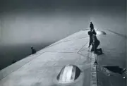 Graf Zeppelin Undergoing Repairs Somewhere over The Atlantic 1934 Re-Print 4x6