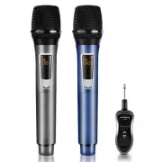 Wireless Microphone-2.4GHz Metal Dual Handheld-Cordless Dynamic-Mic System-wi...