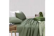 Amsons Royale Cotton Sheet Set - Fitted Flat Sheet With Pillowcases - Light Sage