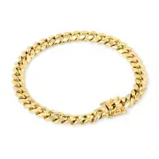 10K Yellow Gold 6.5mm Mens Miami Cuban Link Italian Chain Bracelet Box Clasp 8"