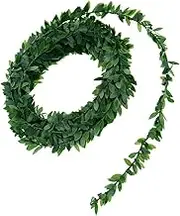 EPIGEIST 4Pcs Green Leaves Garland Artificial Rattan Decoration for Party Wreaths Home Decor Weddings and Events Leaf Design