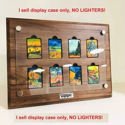 8 Grids Solid Walnut Wood Display Frame Storage Case for Zippo Lighters