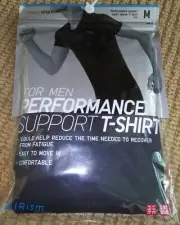 UNIQLO 'Performance Support Compression T-Shirt' Men's Sport AIRism M Black NIP!