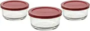 Anchor Hocking Classic Glass Food Storage Containers with Lids, Red, 2 Cup (Set of 3)