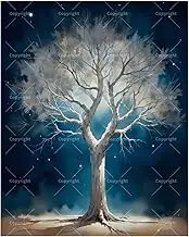 Glowing Tree of Light Paint by Numbers Kit for Adults - DIY Luminous Tree in Blue Night Painting on Canvas 16x20In, Acrylic Paint Set, Suitable for Beginners,Art for Home Decoration or Gifts