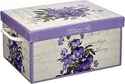KANGURU Storage Box in Recyclable Cardboard lid, Storing Clothes, Wardrobe, Toys, White Small Size 35 x 25 x 17.5 cm, Scented Violet