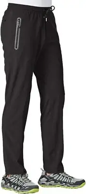 TBMPOY Men's Lightweight Hiking Travel Pants Breathable Large, A1-black