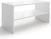 2-Tier Stackable Shoe Rack, Wooden 2-Shelf Shoe Organizer Freestanding Shoe Storage Stand for 6-9 Pairs, Perfect for Closet, Entryway, Office Use - White