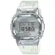 【CASIO 卡西歐】G-SHOCK 銀白透視數位方形腕錶/白x銀框(GM-5600SCM-1)