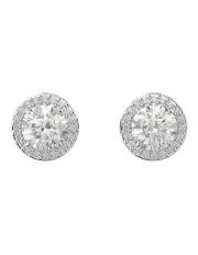 [Swarovski] Una Stud Earrings Round Cut Pave Rhodium Plated in White