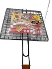 BBQ Fish Chicken Grill Baskets Racks Handheld Medium Folding Wire Mesh Net