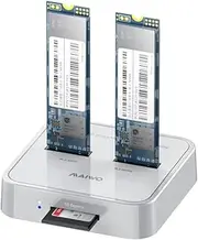 MAIWO K3016SD 2 Bay M.2 SSD Docking Station, NVMe/SATA Dual Protocol, with 1 SD Express Card Port, Supports read-write and Duplicator Function (10Gbps)