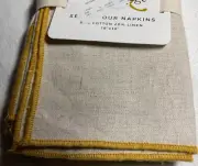 THYME & SAGE NAPKINS (4) 18 X 18 KHAKI GOLD BORDER COTTON LINEN NIP