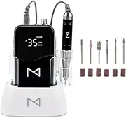 M Mase- Professional Nail Drill Machine - Coreless 2-in-1 Nail File - Electric, Cordless, 35000 RPM, HD Display - Electric Nail Drill for Professional & Home Use (Black)