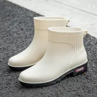 在飛比找Yahoo!奇摩拍賣優惠-【胖大】】  防水雨靴 防水靴 雨鞋 堅紋 小香風雨鞋 簡約