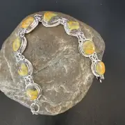 Bumblebee Jasper Native American Navajo Sterling Silver Link Bracelet 8" 16375
