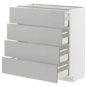METOD / MAXIMERA base cab 4 frnts/4 drawers, white/Havstorp light grey, 80x37x80 cm