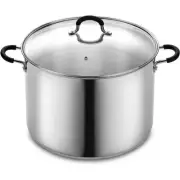 Cook N Home 3-Layer Clad Stainless Steel Stockpot + Glass Lid + Aluminum Bottom