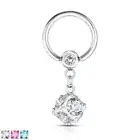 Captive Bead Ring CBR BCR Piercing with Dangle Gem Cube Dice Surgical Steel