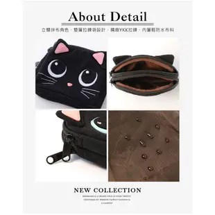 【Kiro貓】小黑貓 雙層 拉鍊 零錢包/雜物包/卡片收納包【820020019】