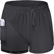 [Blevonh] Women Yoga Running Shorts 2 in 1 Workout Athletic Shorts with Pockets S-3XL