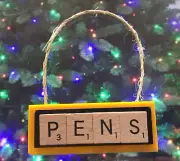 PENS Pittsburgh Penguins Christmas Ornament Scrabble Tiles HandCrafted in USA