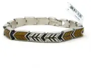 David Yurman 9mm Tiger Eye Chevron Link Bracelet Size Medium Sterling Silver NWT